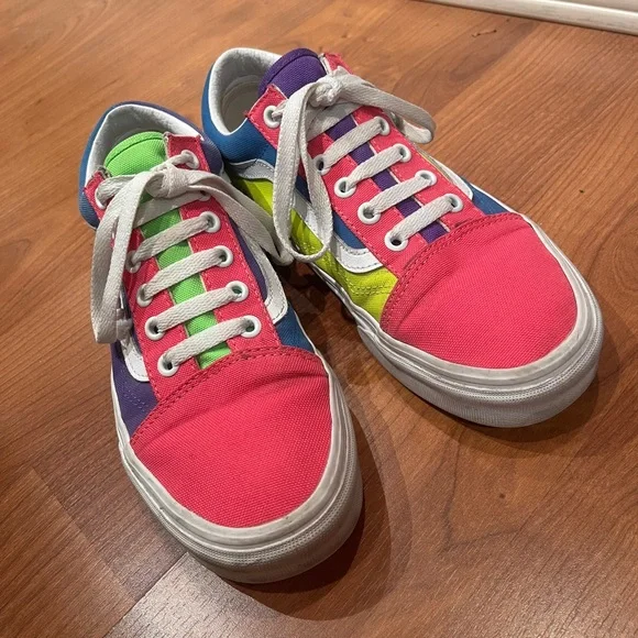 Old Skool Color Block Neon Vans - Picture 3 of 5